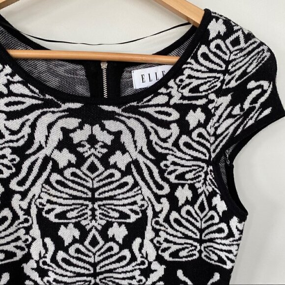 Elle fit & flare knit midi dress with cap sleeves, soft cotton blend fabric - Picture 3 of 10